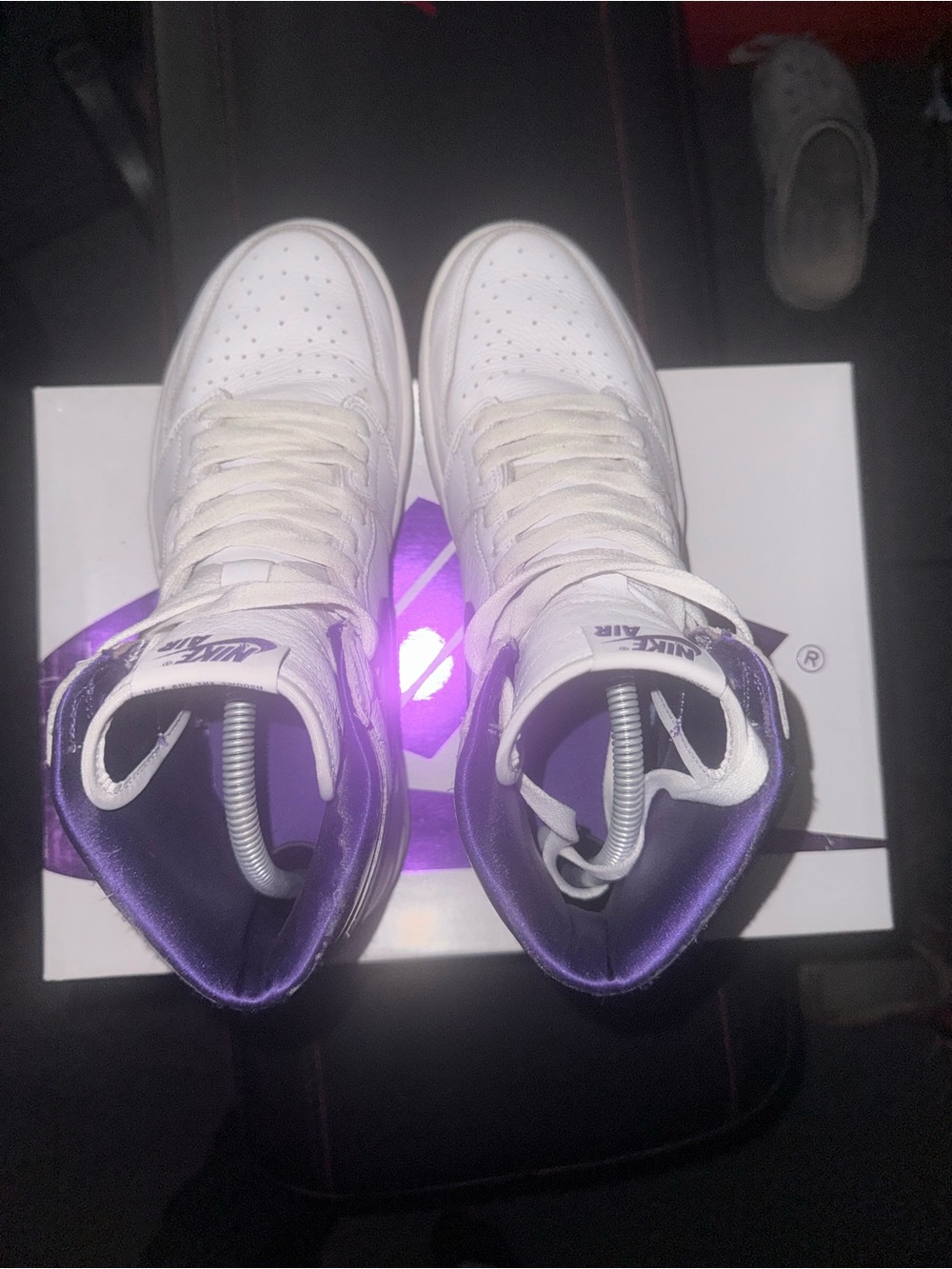 Nike Air Jordan 1 Sneakers - White & Purple - Picture 5 of 9